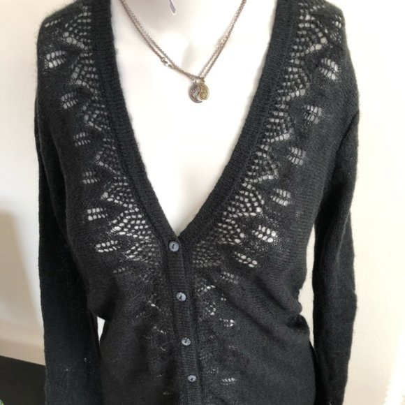 Rosie Neira Ruched Pointelle Cardigan/sweater sz S - Picture 7 of 10